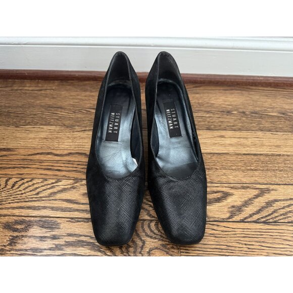 Stuart Weitzman Black Square Toe Heels Size 8.5 - Picture 3 of 8